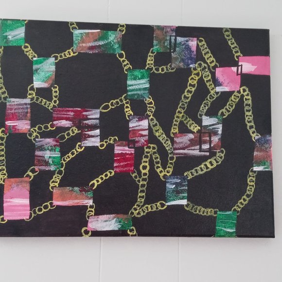 Unframed Abstract Painting, "Chains of Scenery",  11 x 14" Free Shipping - Picture 4 of 6